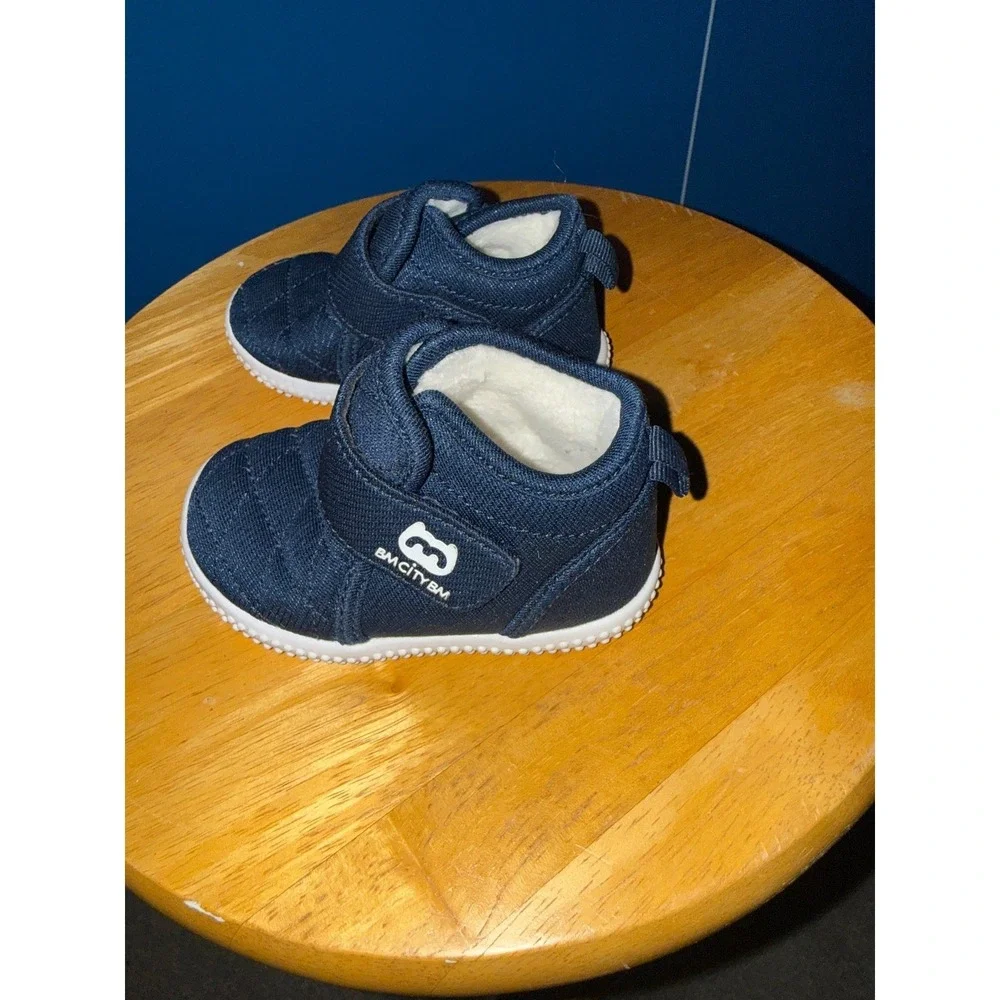 BM City‎ BM Toddler Navy Quilted Fleece Lined Sneakers US 5 M17FW00207130